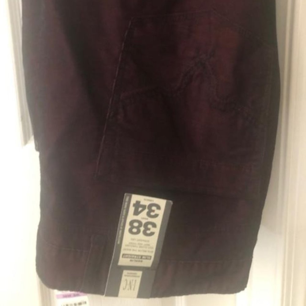 Maroon Red 38 34 Slim Straight Cordury Men's Pants